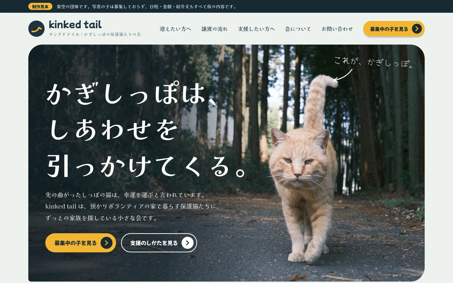 制作見本 kinked tail の最初の画面(見本を開く)